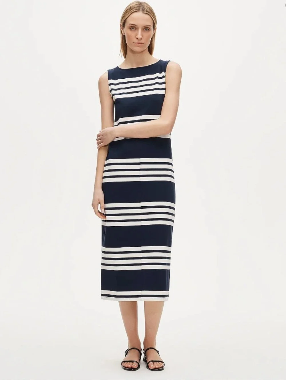 J Crew Midi dress in striped mariner cloth Size M NEW CV652